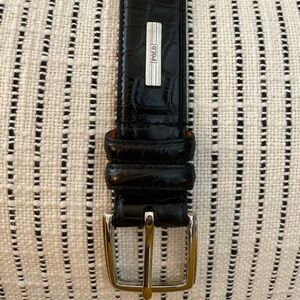 Polo Ralph Lauren Men’s Size 40 Italian croc embossed Leather Black Belt